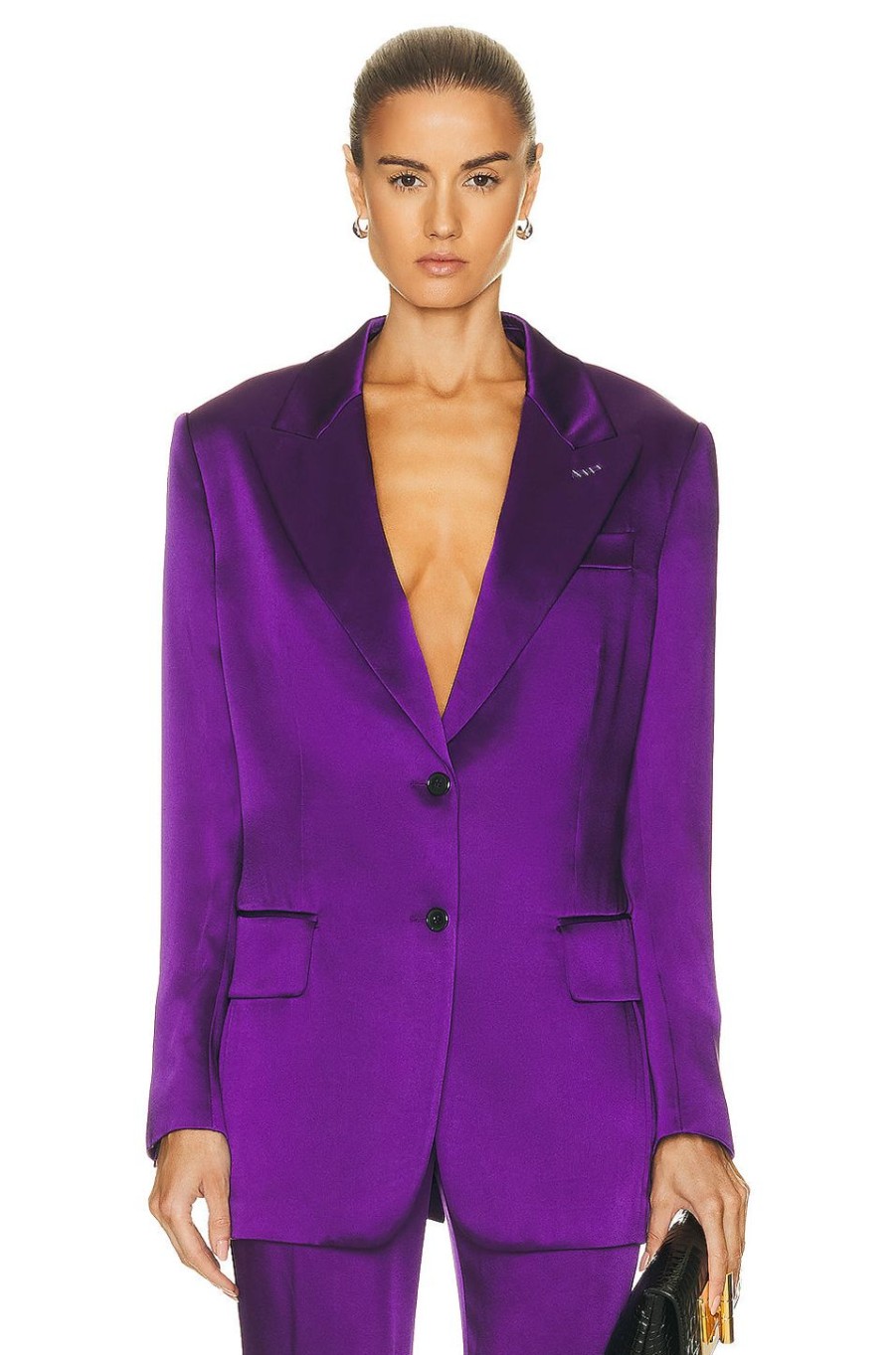 Women TOM FORD Jackets & Coats | Double Face Boyfriend Jacket Purple Dalhia