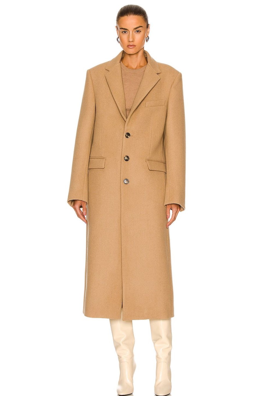 Women WARDROBE.NYC Jackets & Coats | Single Breasted Coat Camel