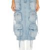 Women THE ATTICO Skirts | Denim Midi Skirt Sky Blue