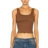 Women Eterne Tops | Cropped Scoop Neck Tank Top Earth