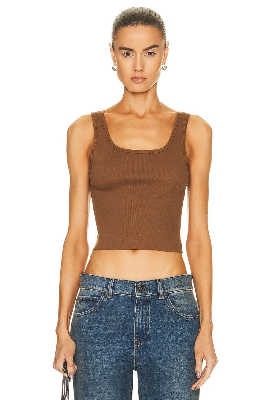 Women Eterne Tops | Cropped Scoop Neck Tank Top Earth