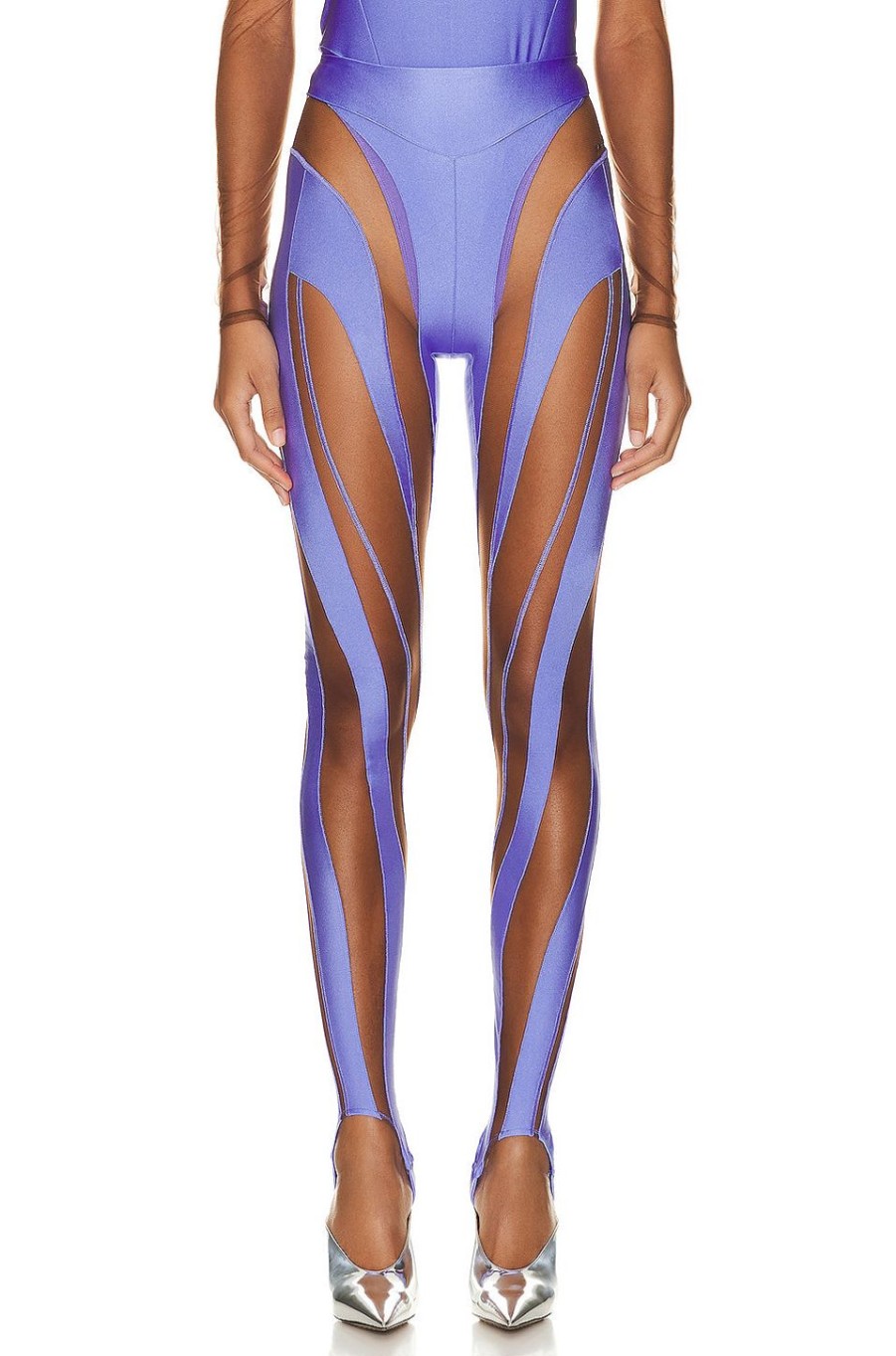 Women Mugler Pants | Spiral Illusion Legging Lilac & Nude 02