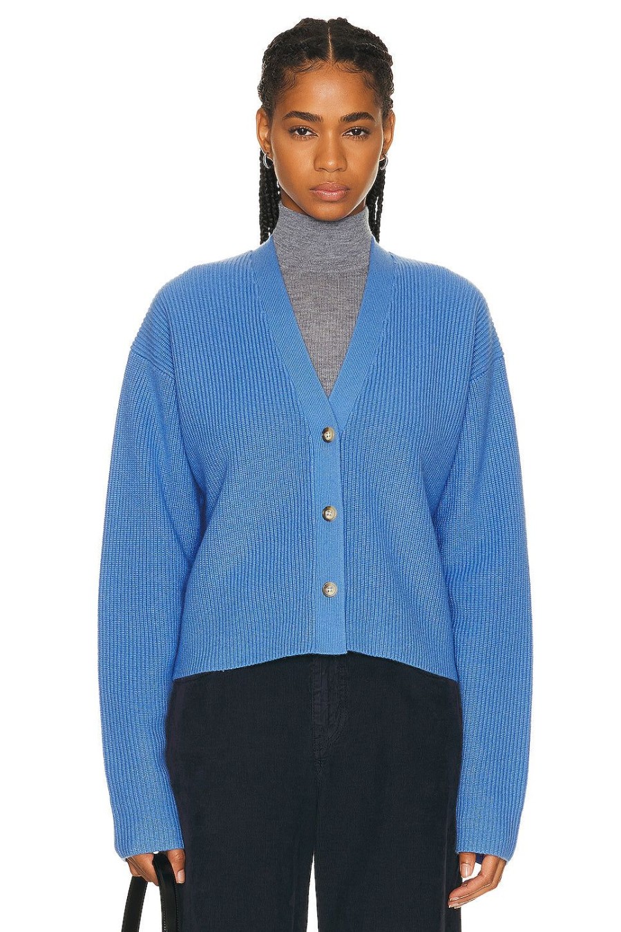 Women Guest In Residence Sweaters & Knits | Everyweek Rib Cardigan Dawn Blue