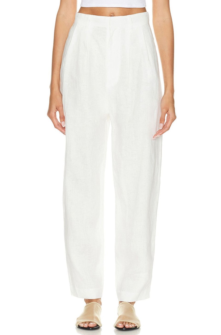 Women Enza Costa Pants | Tapered Pleated High Waist Pant Undyed