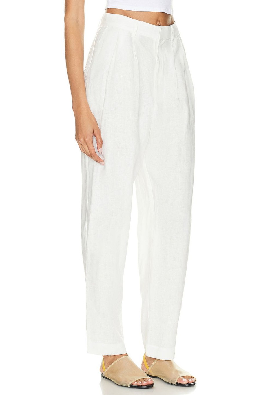 Women Enza Costa Pants | Tapered Pleated High Waist Pant Undyed