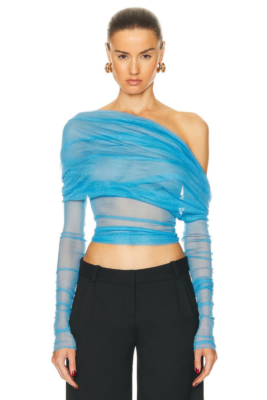 Women Christopher Esber Tops | Veiled Top Dolphin Blue