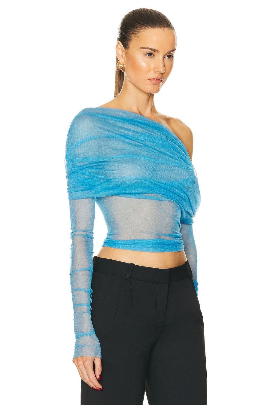 Women Christopher Esber Tops | Veiled Top Dolphin Blue