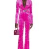 Women VERSACE Jumpsuits & Rompers | Hooded Velvet Jumpsuit Glossy Pink