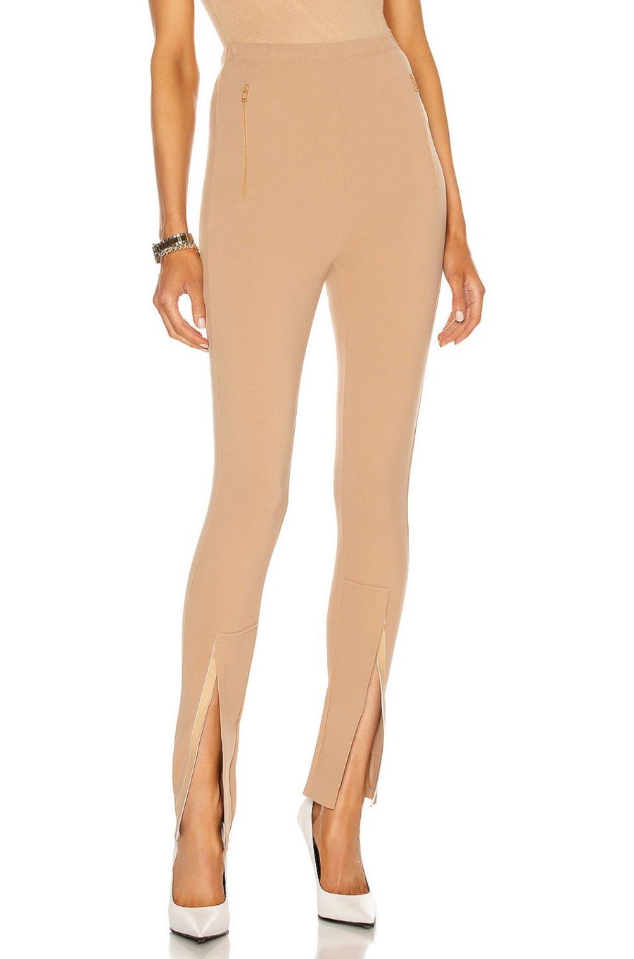 Women WARDROBE.NYC Pants | Front Zip Legging Camel