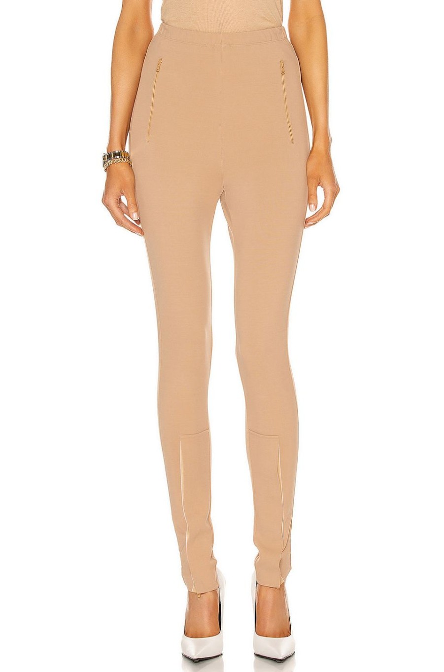 Women WARDROBE.NYC Pants | Front Zip Legging Camel