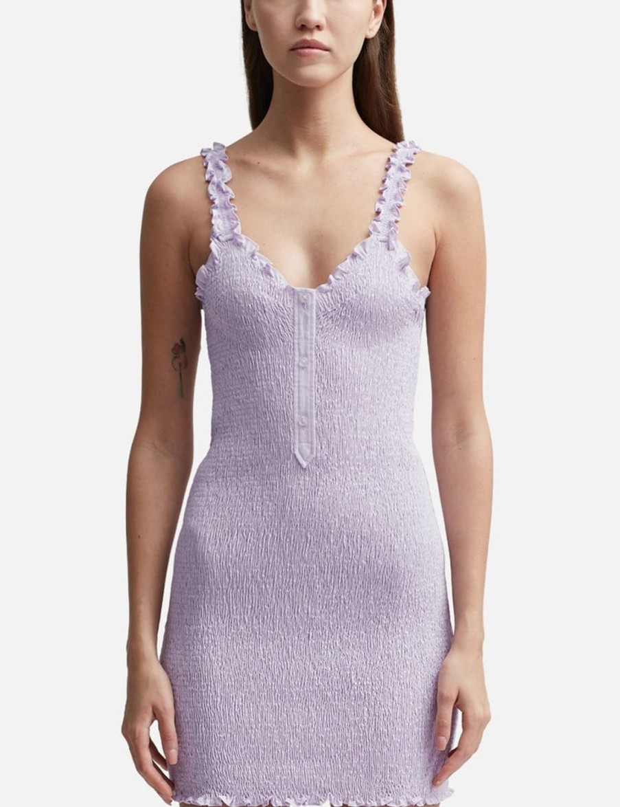 Women T By Alexander Wang Dresses | Smocked Tank Dress Purple