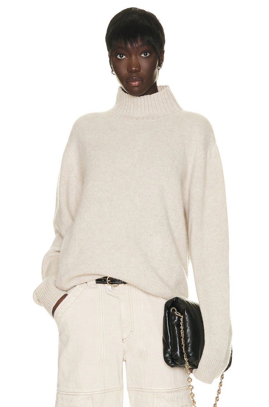 Women The Elder Statesman Sweaters & Knits | Relaxed Turtleneck Sweater White