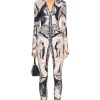 Women Jean Paul Gaultier Jumpsuits & Rompers | Printed Heraldique Long Sleeve High Neck Jumpsuit Nude & Navy