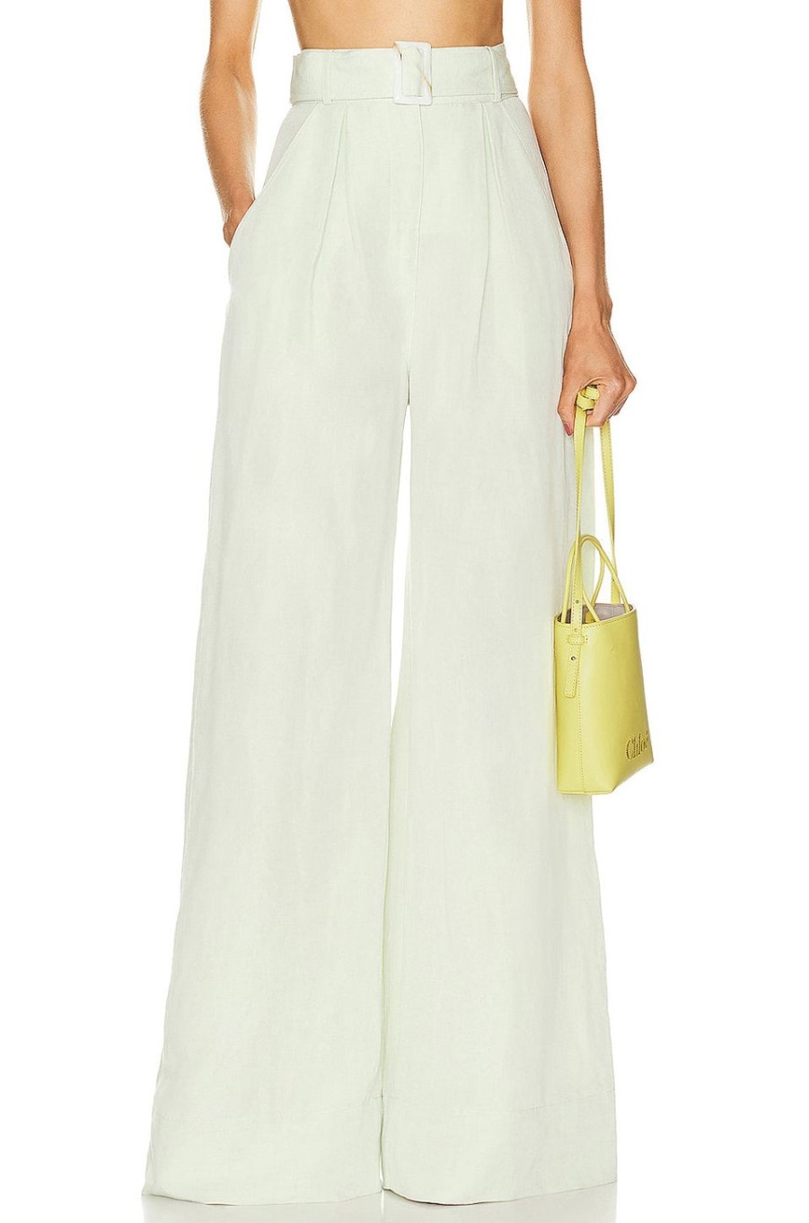 Women MATTHEW BRUCH Pants | Wide Leg Pleated Pant Pear