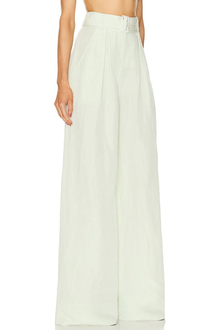 Women MATTHEW BRUCH Pants | Wide Leg Pleated Pant Pear