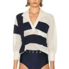 Women Johanna Ortiz Sweaters & Knits | Rio Mara Top Ecru & Navy