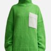 Women JW Anderson Sweaters & Knits | Patch Pocket Turtleneck Jumper Green