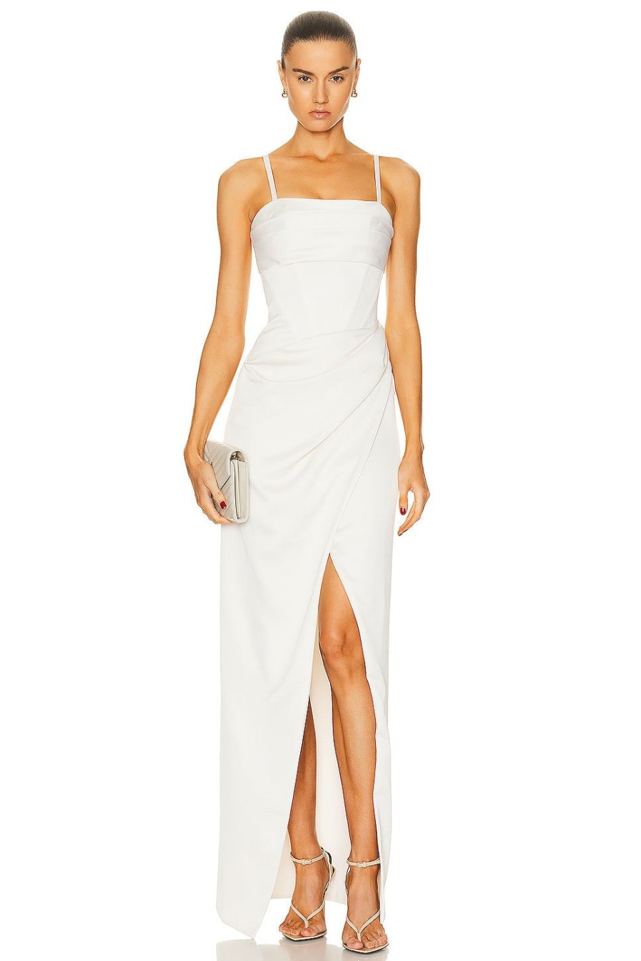 Women PatBO Dresses | Draped Maxi Dress Ivory