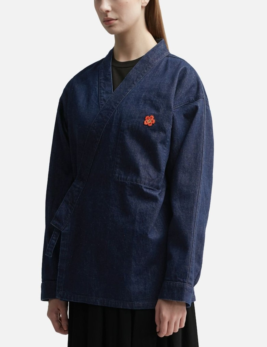 Women Kenzo Jackets & Coats | Boke Flower' Crest Denim Kimono Jacket Blue