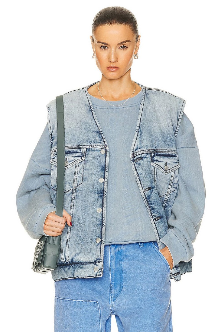 Women Acne Studios Jackets & Coats | Soft Padded Vest Light Blue