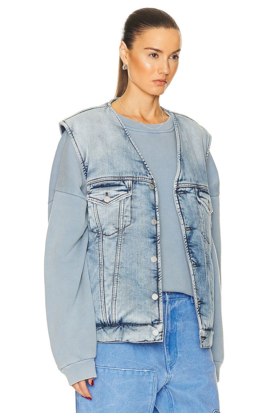 Women Acne Studios Jackets & Coats | Soft Padded Vest Light Blue